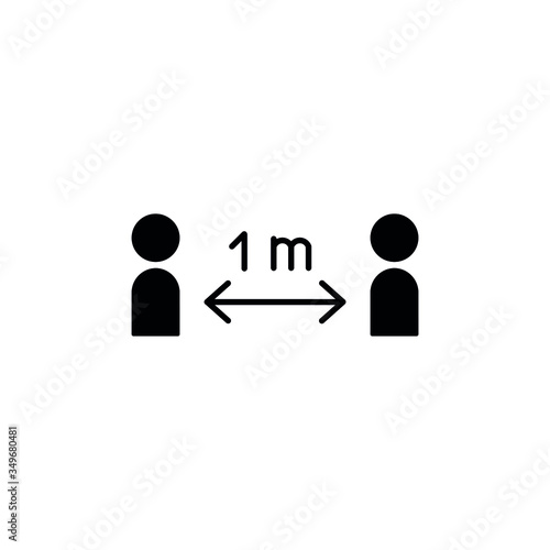 Social distancing. Distance of 1 meter between the people. Keep a safe simple thin line icon vector illustration.