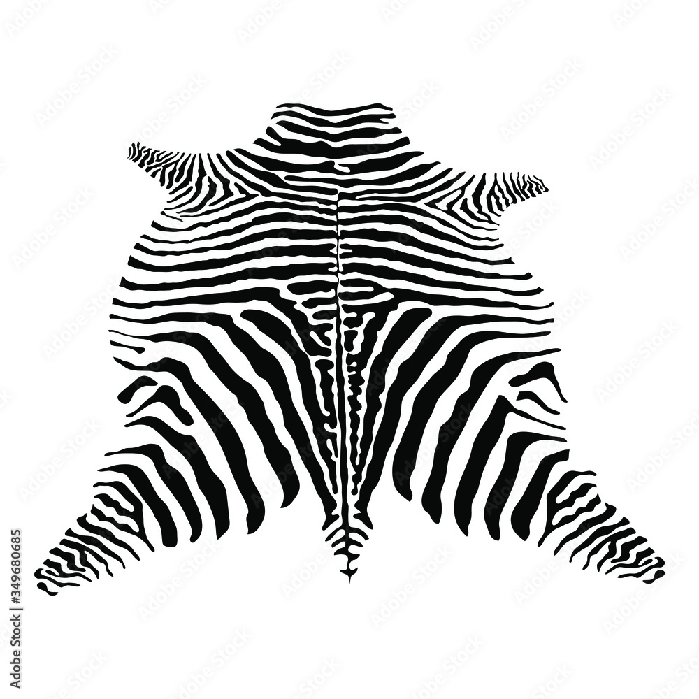 Fototapeta premium Zebra print, animal skin, abstract pattern. Black and white monochrome combination of Zebra stripes, fashionable carpet