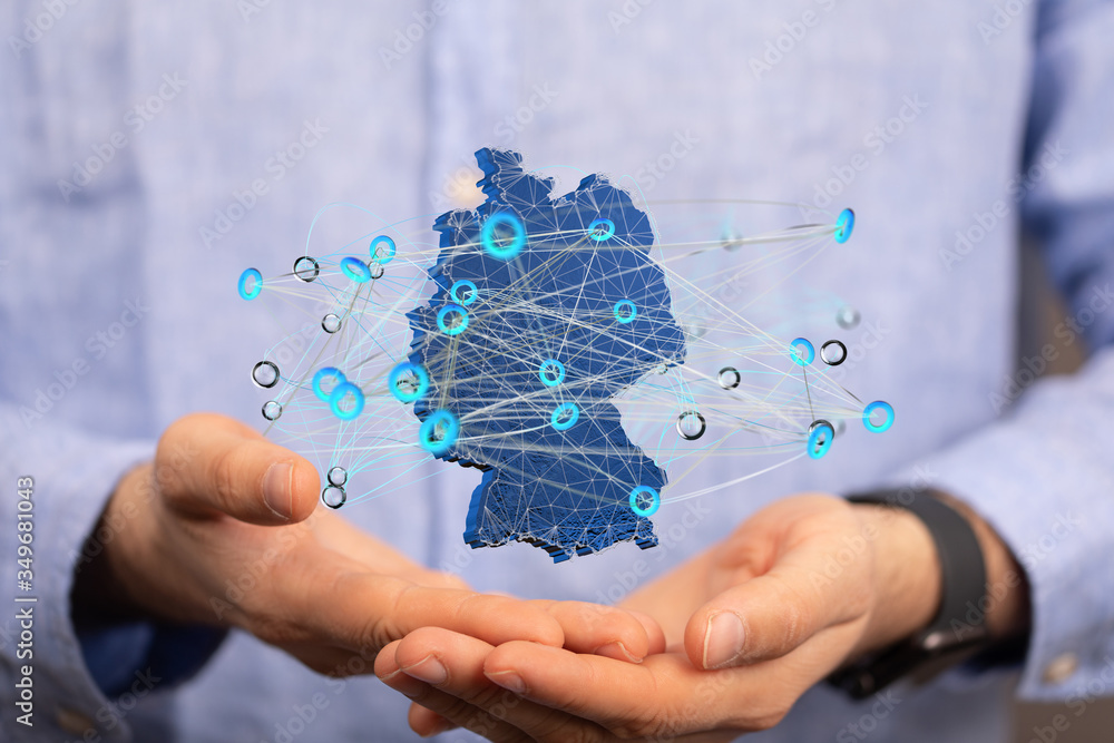 map of Germany. Wire frame 3D mesh map of Germany. Wire frame 3D mesh