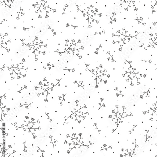 Seamless pattern with hand drawn flowers  vector illustration