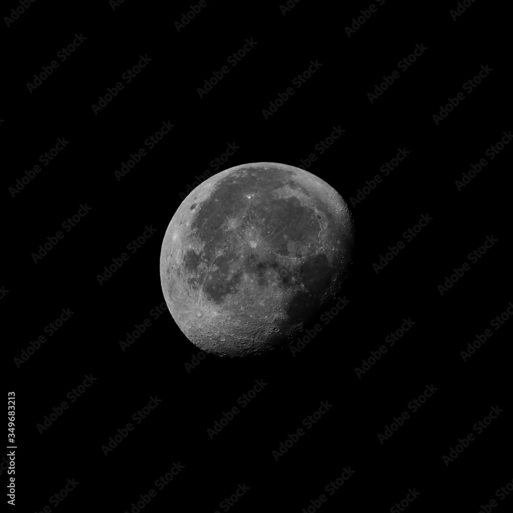 Obraz premium Waning gibbous moon phase with black background