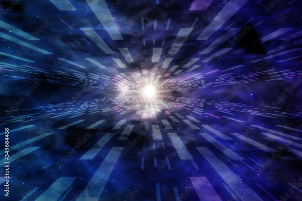 Space flight to the sun. Bright sun. Cosmic background. 3d illustration Space flight to the sun. Bright sun. Cosmic background. 3d illustration