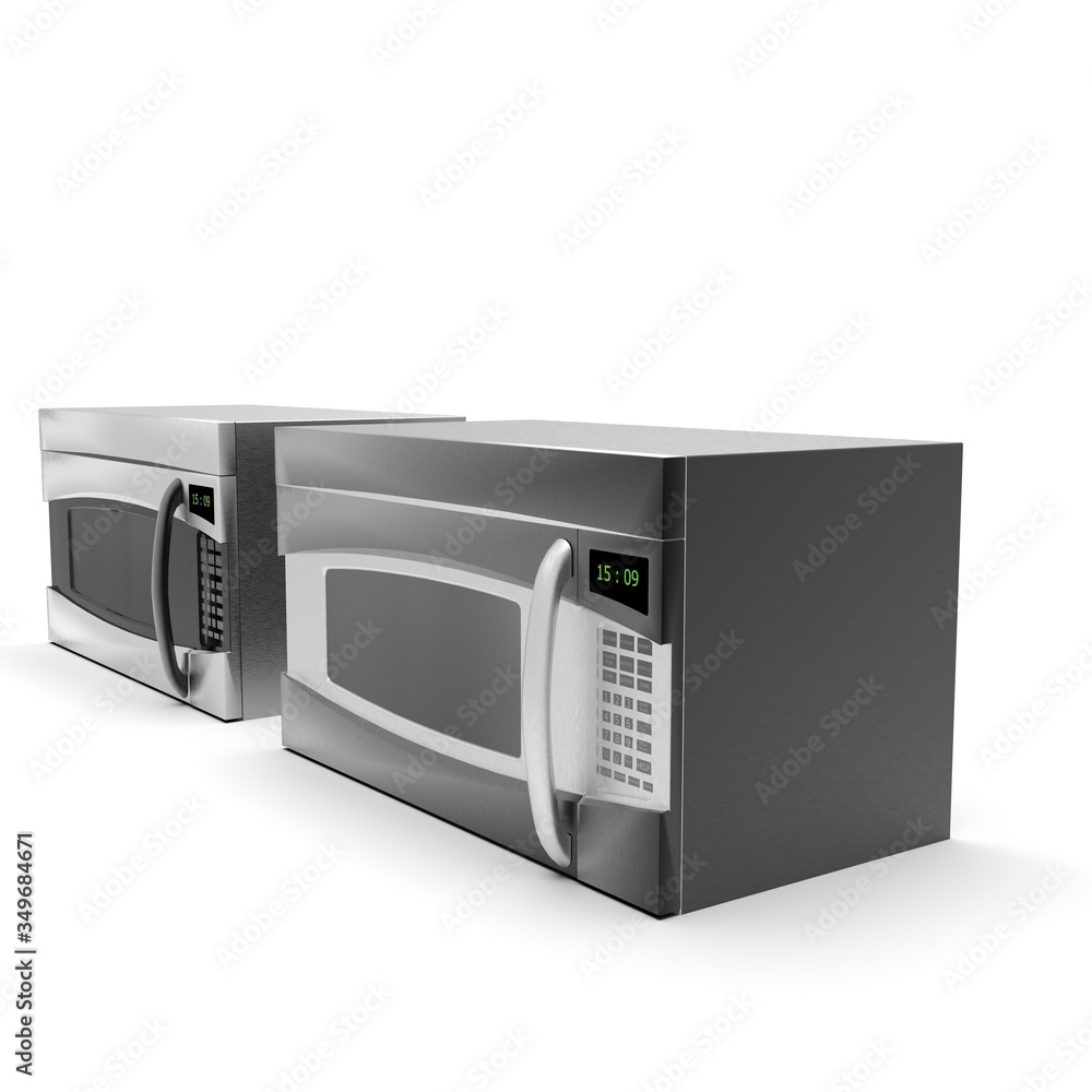 3D image of color microwave oven steel 02 3D image of color microwave oven steel 02