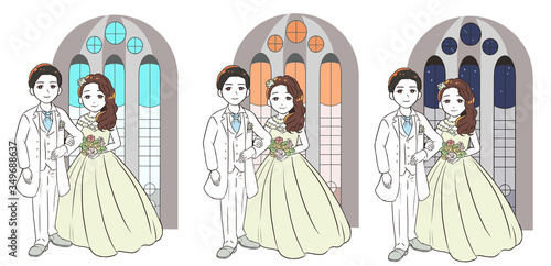 挙式をあげる新郎新婦(教会)