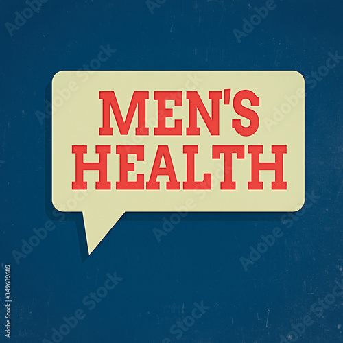 Text sign showing Men S Health. Business photo text state of complete physical mental and social well being by man Rectangular Speech Bubble in Solid Color and Shadow Visual Expression photo