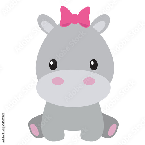 Cartoon girl hippo vector illustration 