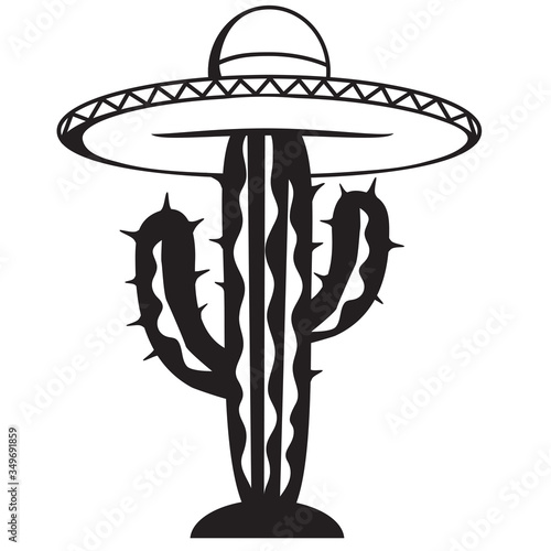 Cactus in sombrero vector illustration