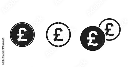 british pound coin icon set. cash and money symbols