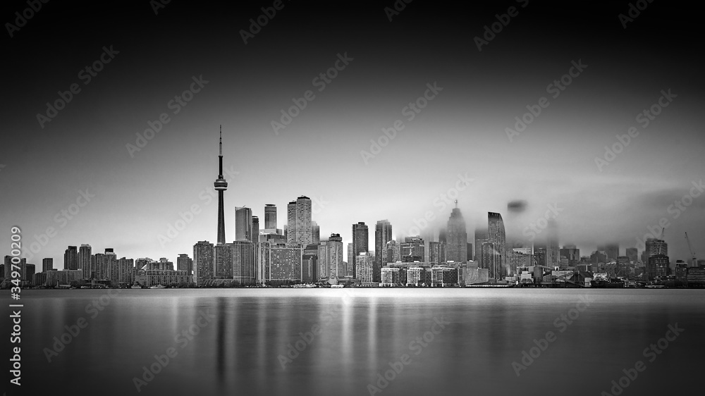 Skyline of Toronto, Ontario-Canada on B&W