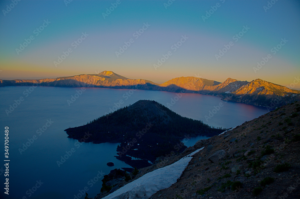 Sun is Setting at Crater Lake Sun is Setting at Crater Lake