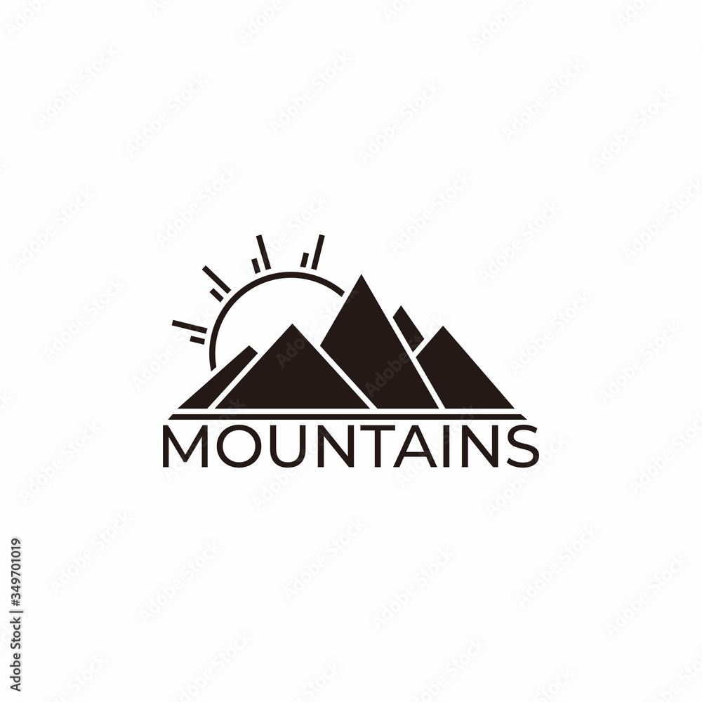 Fototapeta premium text mountain sun geometric design symbol logo vector