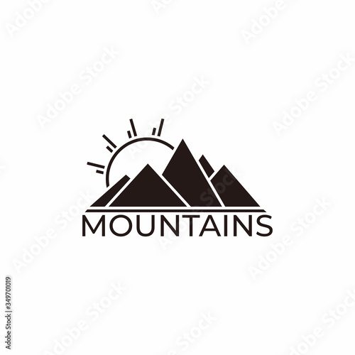 text mountain sun geometric design symbol logo vector