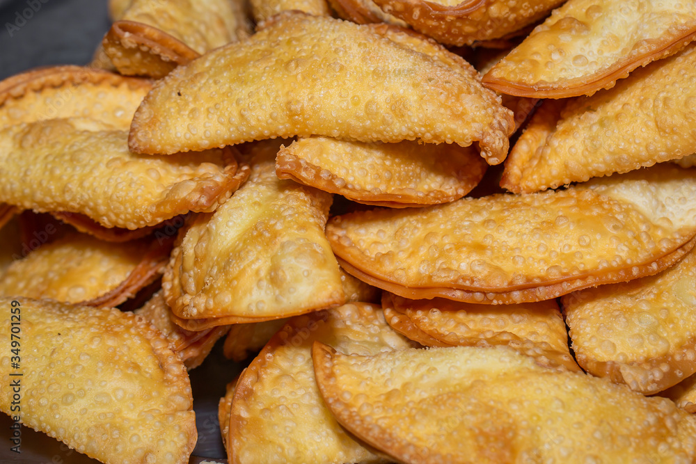 Brazilian snack, called pastel. Pastry background