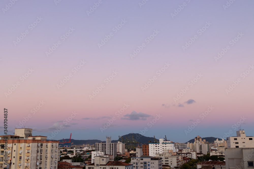 pink sunset over the city