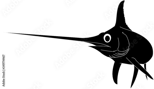 Outlined swordfish silhouette 