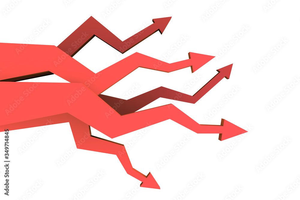 Many arrows showing different business results Many arrows showing different business results