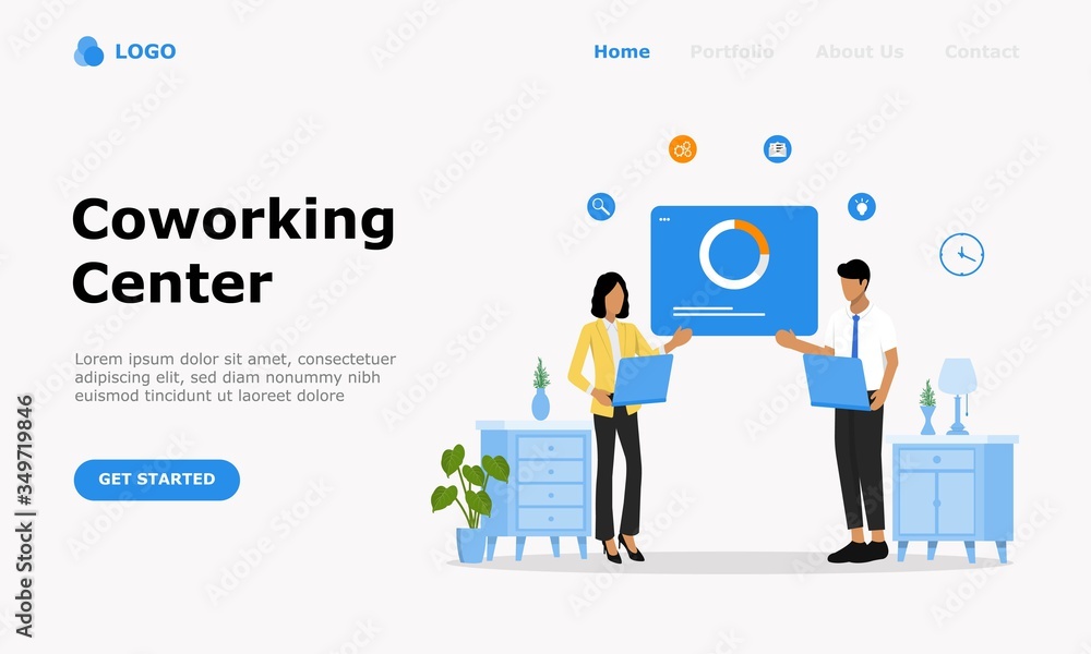 Coworking Center Vector Illustration Concept, Suitable for web landing page, ui, mobile app, editorial design, flyer, banner, and other related occasion
