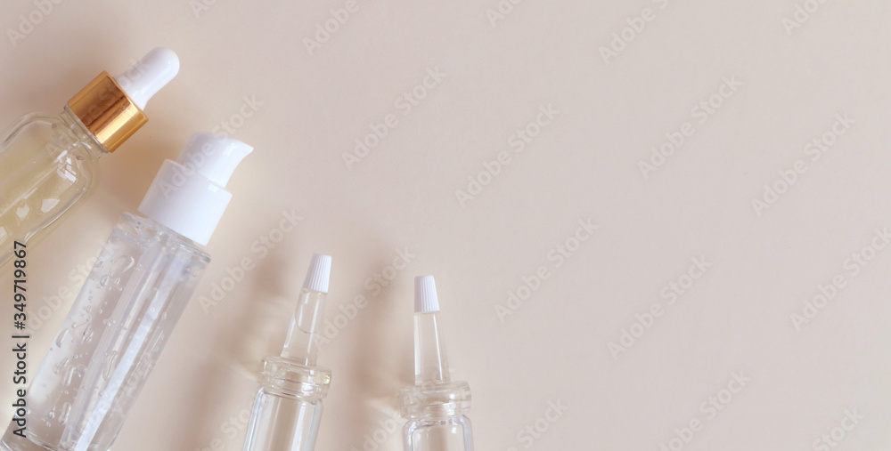 Cosmetic products for face and body in containers without labels. The concept of Spa skin care and body. Cosmetic products for face and body in containers without labels. The concept of Spa skin care and body.