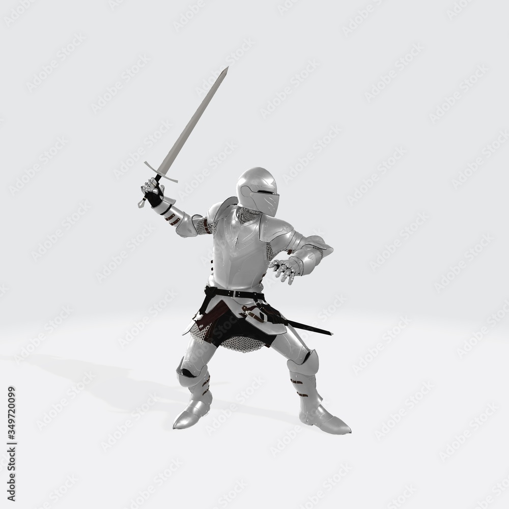3d illustration of knight swinging sword. 3d photo of knight from middle ages. 3d illustration of knight swinging sword. 3d photo of knight from middle ages.
