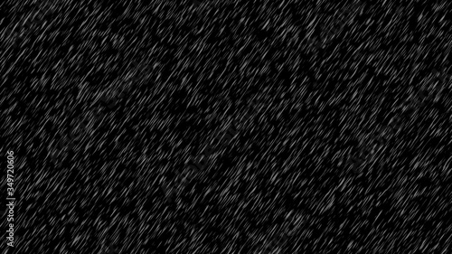 Light rain isolated in black background for overlay