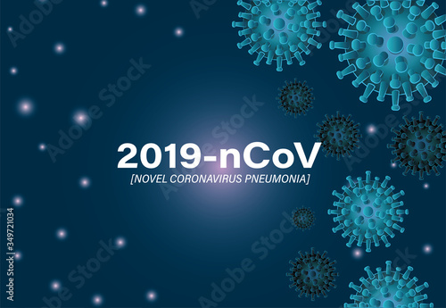 2019 ncov novel coronavirus and pneumonia in front of blue background vector design