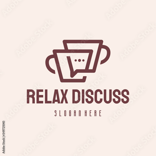 Relax Discuss logo hipster retro vintage vector template  Coffee Chat logo