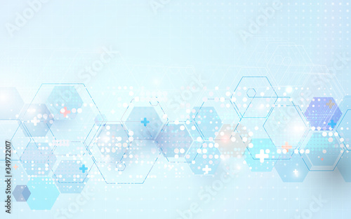 Abstract geometric hexagons shape medicine and science concept background. Vector illustration