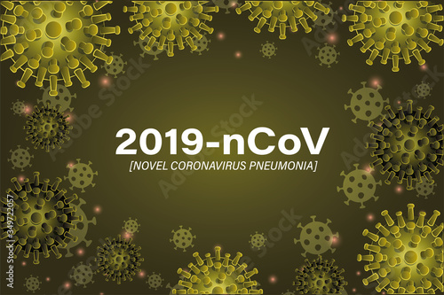 2019 ncov novel coronavirus and pneumonia in front of green background vector design