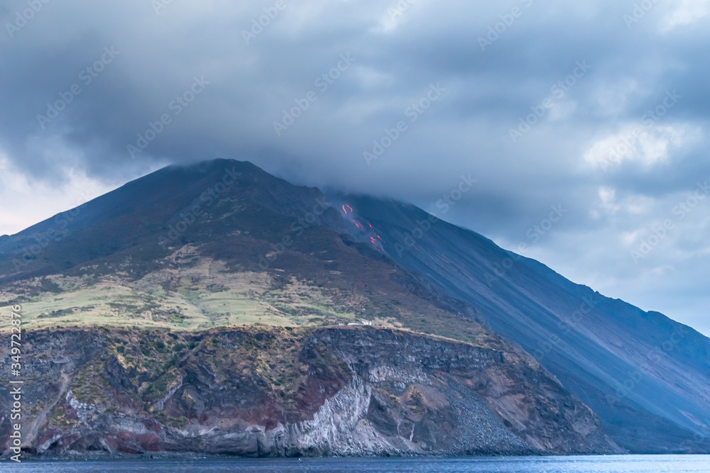 Fototapeta premium Volcano Stromboli Archipelago Eolie Sicily Italy