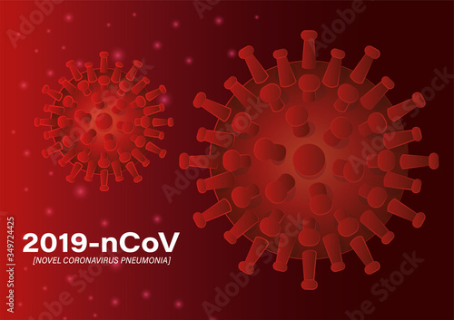 2019 ncov novel coronavirus and pneumonia in front of red background vector design
