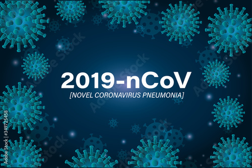 2019 ncov novel coronavirus and pneumonia in front of blue background vector design