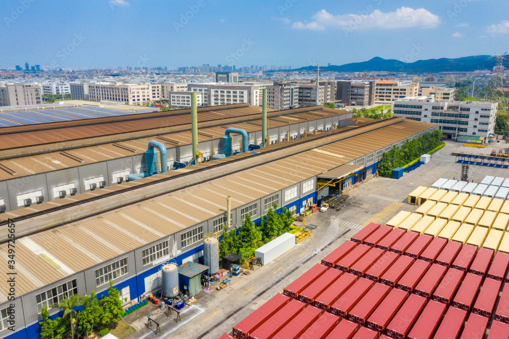 Aerial View of a Modern Container Terminal Factory in Xiamen, China