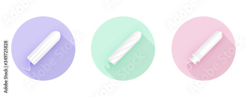 Feminine tampons icon. Woman menstrual care. Illustration of feminine hygiene products in a flat style.