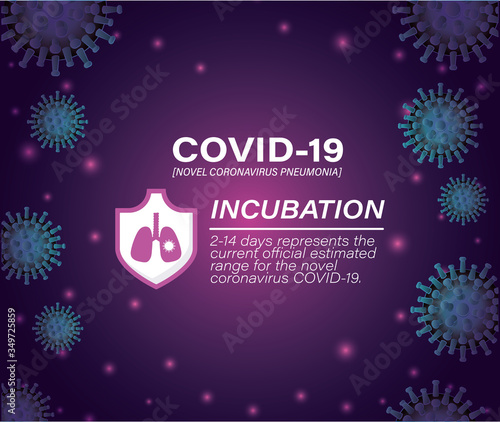 Covid 19 virus incubation and shield with lungs vector design