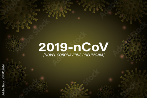 2019 ncov novel coronavirus and pneumonia in front of green background vector design