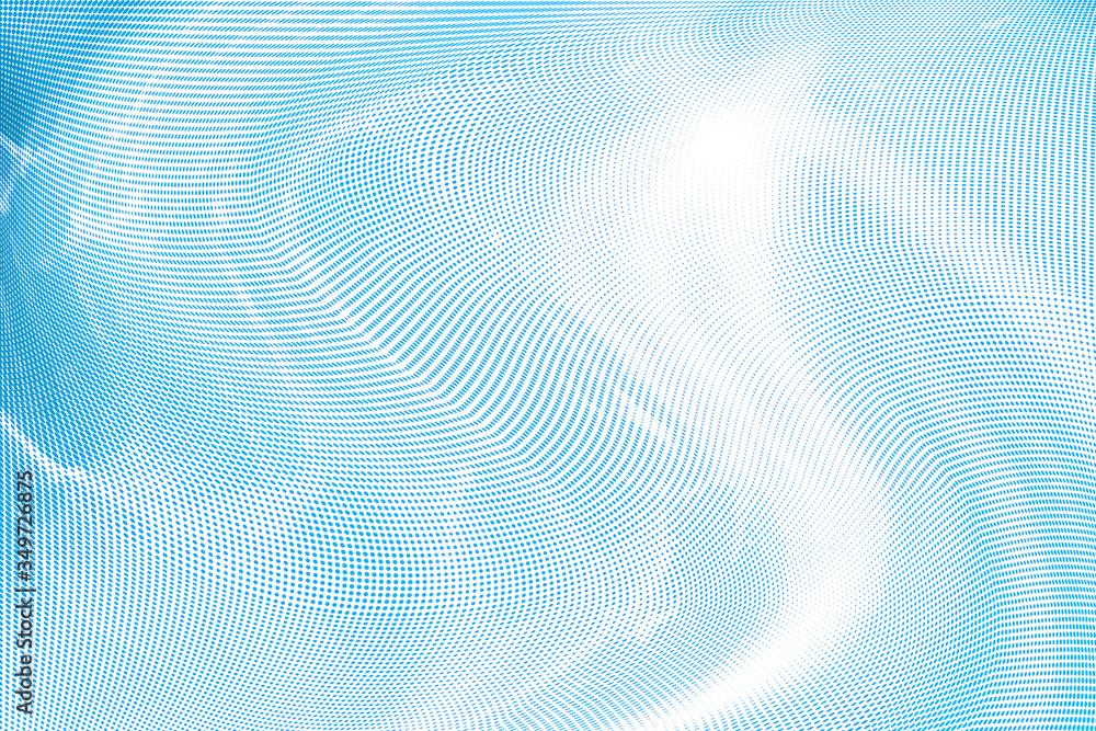 Fototapeta premium Abstract blue white halftone pattern. Soft light spots