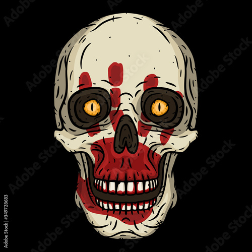 Skull. Skull with bloody hand imprint.