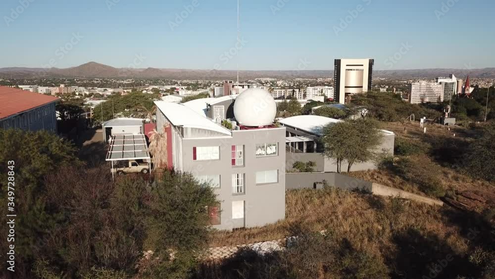 4K aerial drone video Windhoek meteorological service viewpoint, Windhoek high school sport grounds in city center in Namibia's capital in Namibia 4K aerial drone video Windhoek meteorological service viewpoint, Windhoek high school sport grounds in city center in Namibia's capital in Namibia