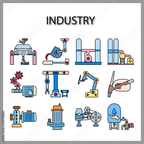 industry machine icon isolated on white background for web design