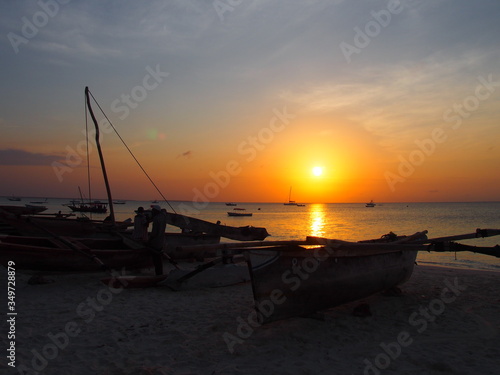A beautiful sunset with a ship, Nungwi, Zanzibar, Tanzania