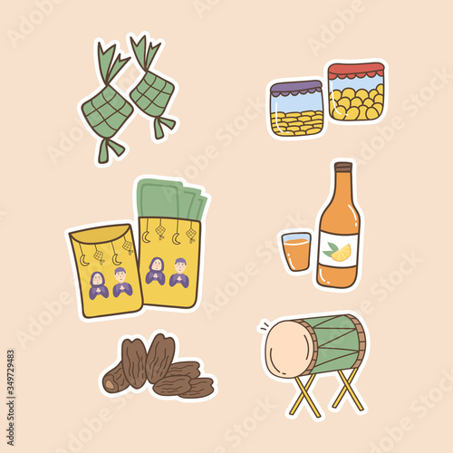 Islamic eid al fitr doodle drawing collection set02