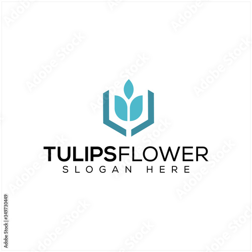 Abstract linear tulip icon. Flower bud symbol. Beauty, spa salon, cosmetics or boutique logo. © artzone™