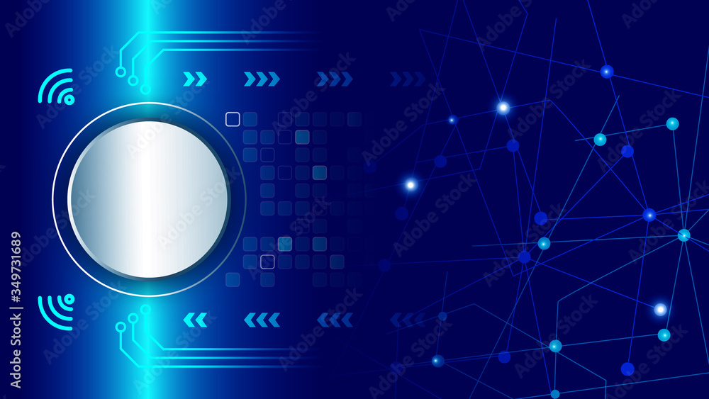 Obraz premium UI Hi-tec interface blue abstract digital technology with glowing particles, vector illustration