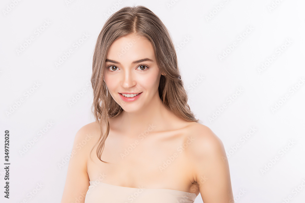 Beauty Woman face Portrait, Beautiful Young Woman with Clean Fresh Healthy Skin, Facial treatment. Cosmetology, beauty and spa, isolated on white background. Beauty Woman face Portrait, Beautiful Young Woman with Clean Fresh Healthy Skin, Facial treatment. Cosmetology, beauty and spa, isolated on white background.