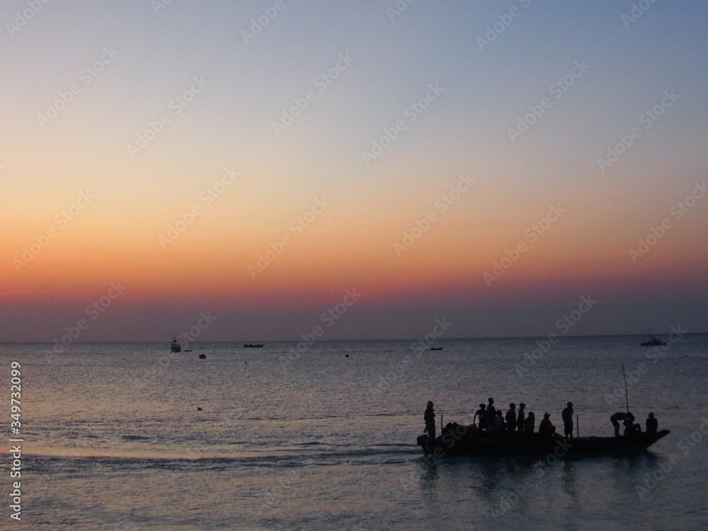 Beautiful sunsets and ships, Nungwi, Zanzibar, Tanzania