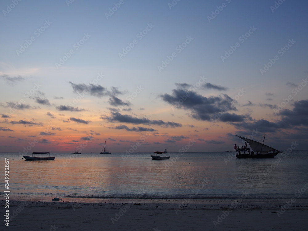 The beautiful sunset sky from the beach, Nungwi, Zanzibar, Tanzania