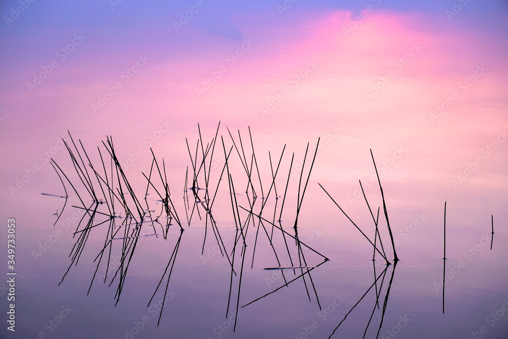 View from the water surface before sunrise. View from the water surface before sunrise.