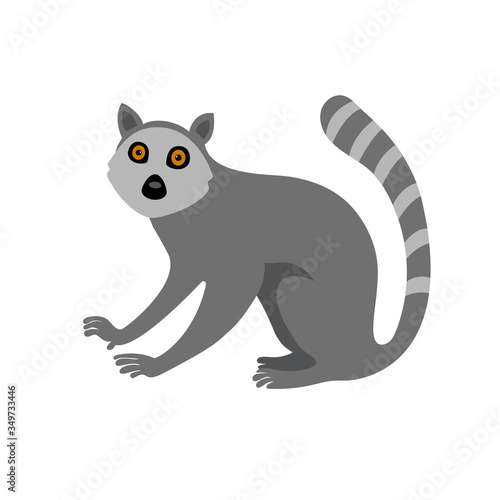 Cute cartoon lemur. Vector flat illustration.