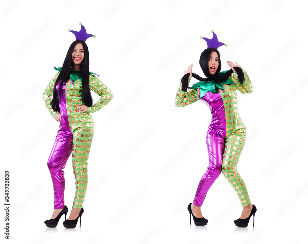 Fototapeta premium Woman clown isolated on white
