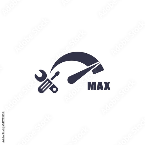 Setting maximum efficiency. Vector icon isolated on white background.